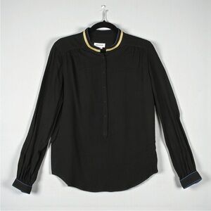 ZADIG&VOLTAIRE 3/4 Snap On Button Viscose Crepe Blouse Womens Small Black EUC